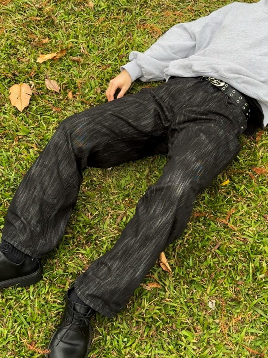 Nix | 🇰🇷 煙灰刷紋 單寧長褲