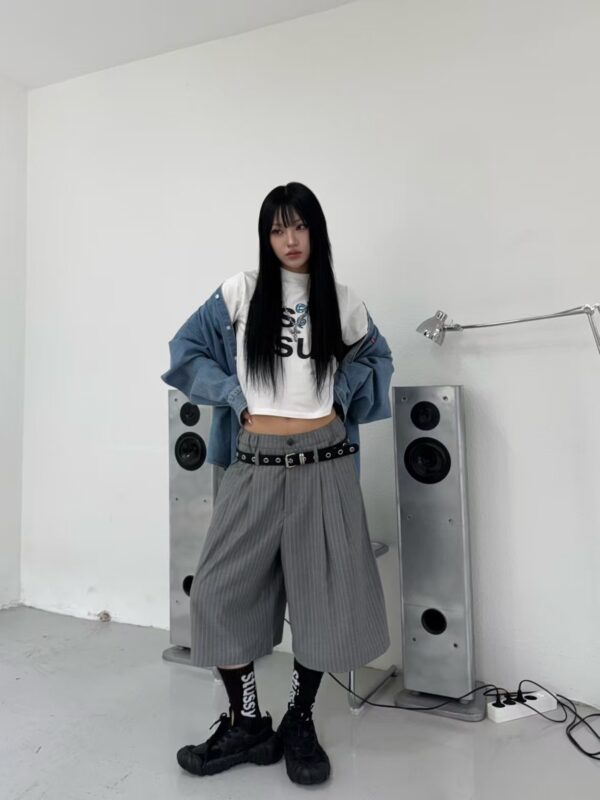 Nix | 🇰🇷 質感條紋 西裝七分褲