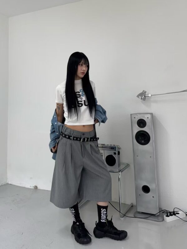 Nix | 🇰🇷 質感條紋 西裝七分褲