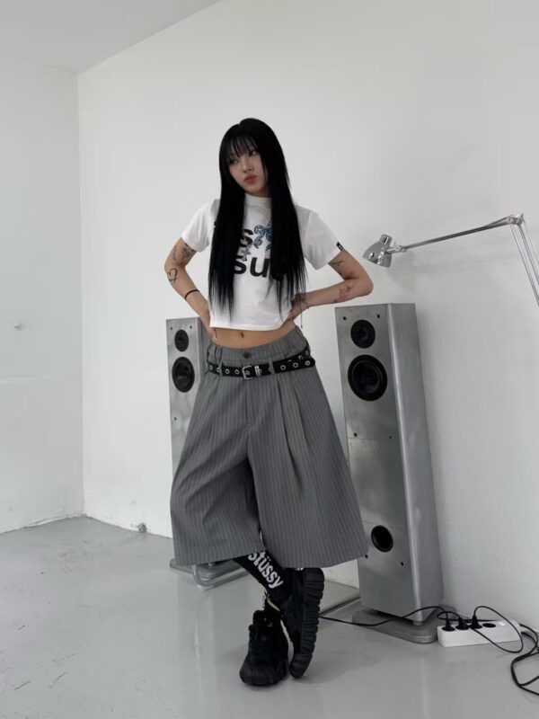 Nix | 🇰🇷 質感條紋 西裝七分褲