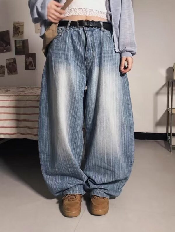 Nix | 🇰🇷 霧染條紋刷色 水洗牛仔褲