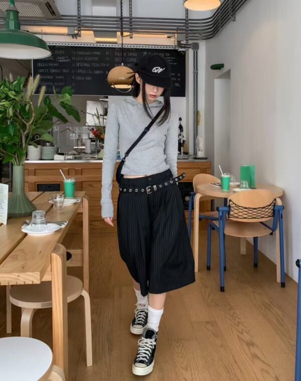 Nix | 🇰🇷 質感條紋 西裝七分褲