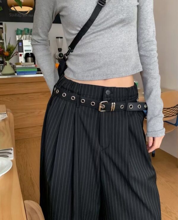 Nix | 🇰🇷 質感條紋 西裝七分褲