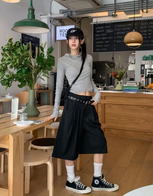 Nix | 🇰🇷 質感條紋 西裝七分褲