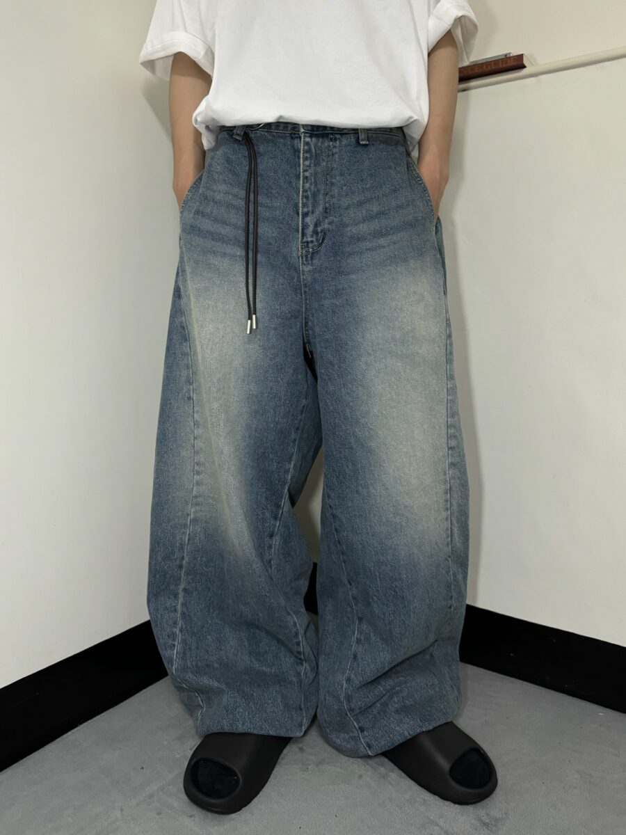 Nix | 🇰🇷 經典簡約刷色闊腿牛仔褲