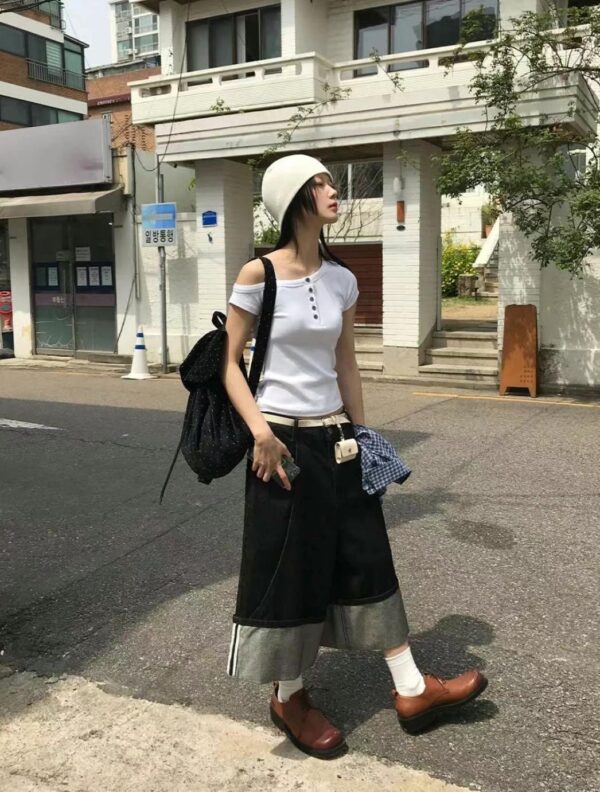 Nix | 🇰🇷 反折丹寧七分褲