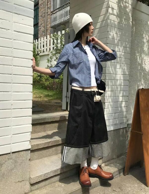 Nix | 🇰🇷 反折丹寧七分褲