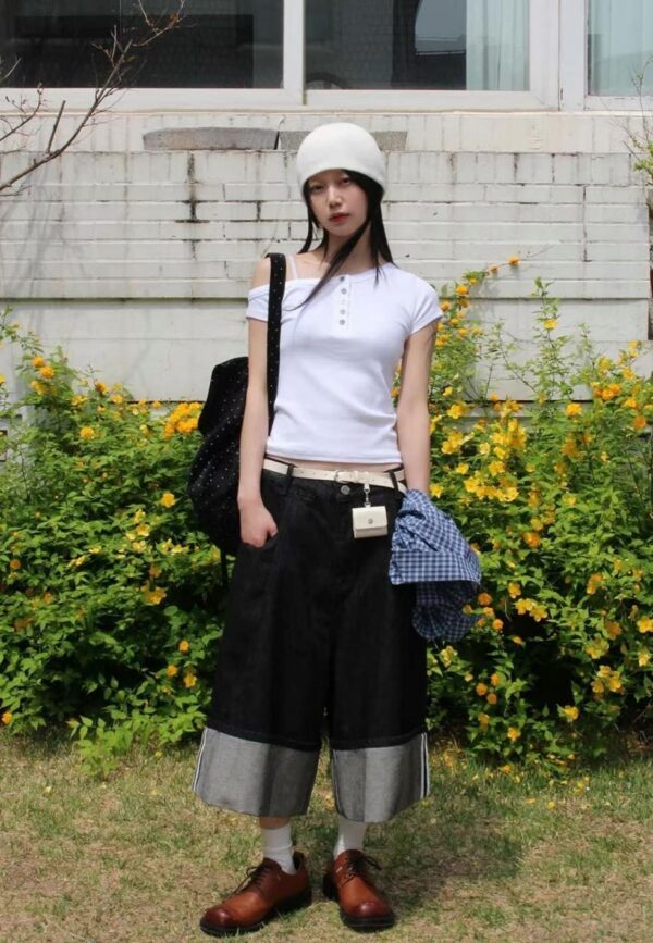 Nix | 🇰🇷 反折丹寧七分褲