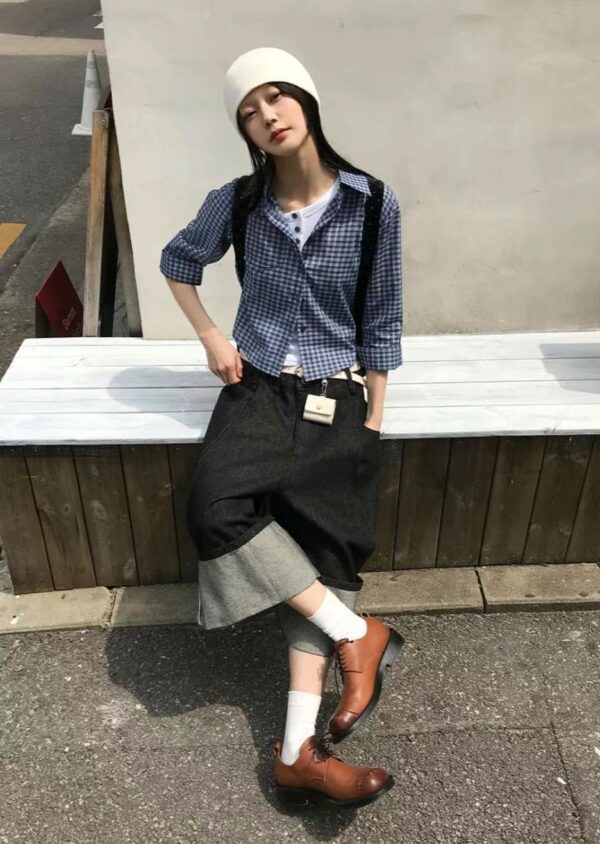 Nix | 🇰🇷 反折丹寧七分褲