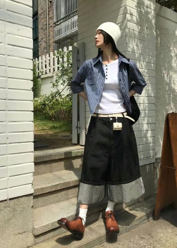 Nix | 🇰🇷 反折丹寧七分褲