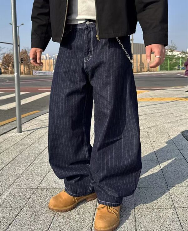 Nix | 🇰🇷 丹寧繭型條紋長褲