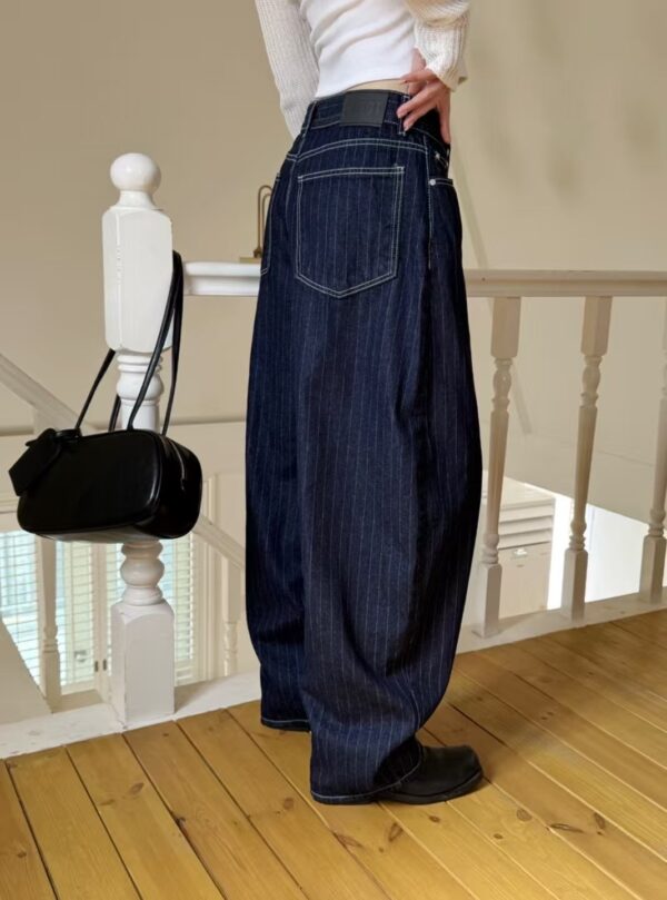 Nix | 🇰🇷 丹寧繭型條紋長褲