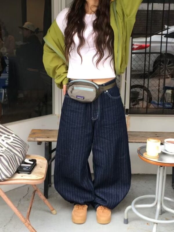 Nix | 🇰🇷 丹寧繭型條紋長褲