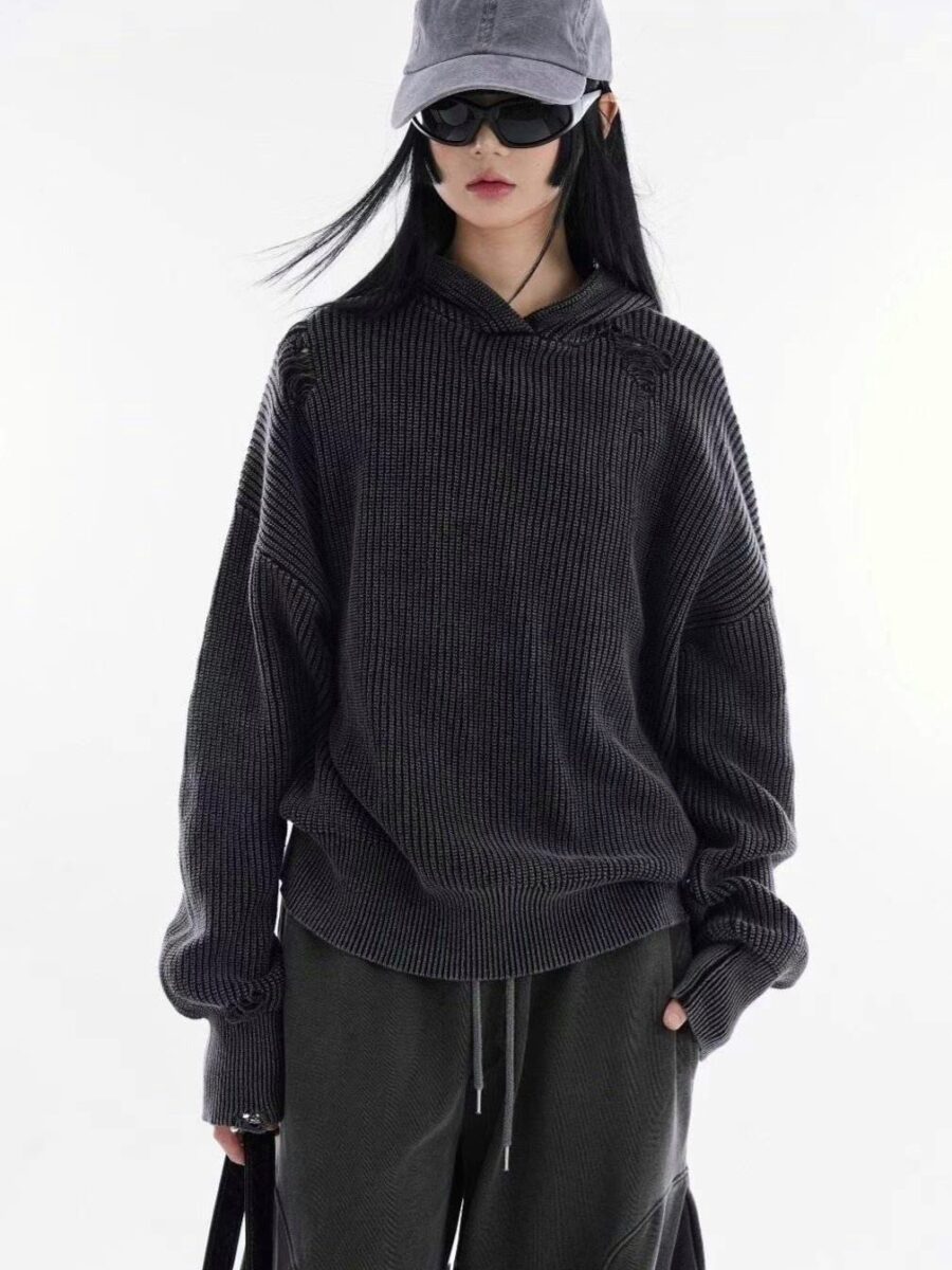 Nix | 🇰🇷RAUCOHOUSE 針織破壞連帽上衣