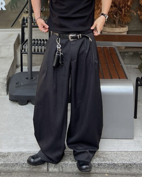 Nix | 🇰🇷 簡約條紋摺線長褲