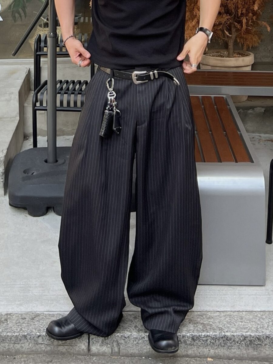 Nix | 🇰🇷 簡約條紋摺線長褲