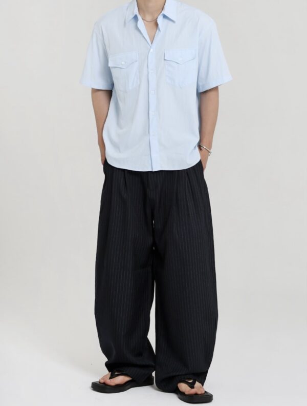 Nix | 🇰🇷 簡約條紋摺線長褲