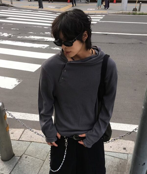 Nix | 🇰🇷 華夫格側鈕扣連帽上衣