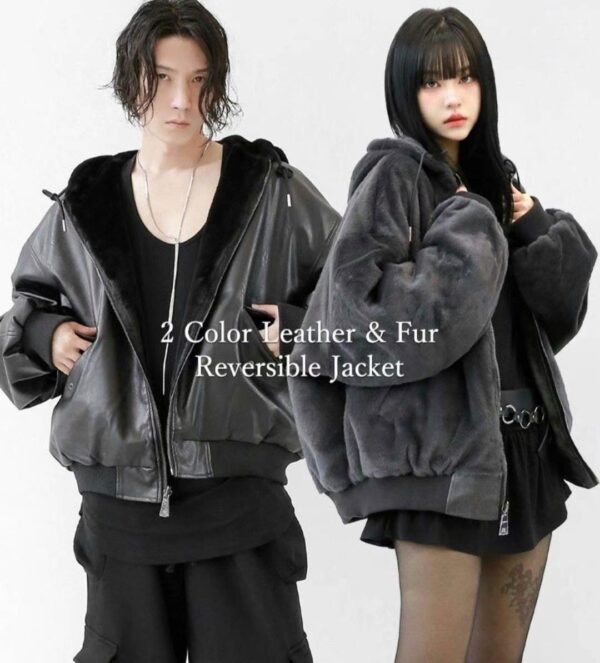 Nix | 🇰🇷皮革絨毛 雙面穿 連帽外套