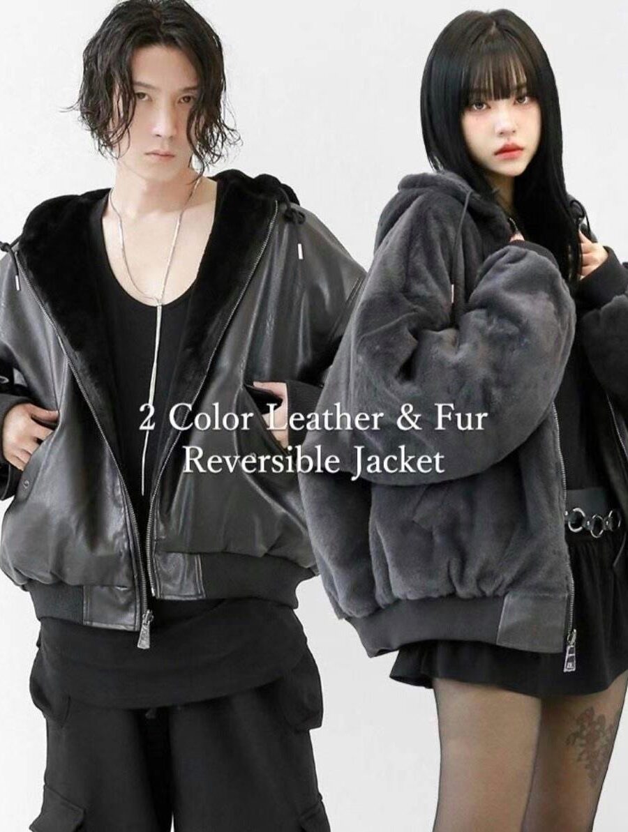 Nix | 🇰🇷皮革絨毛 雙面穿 連帽外套