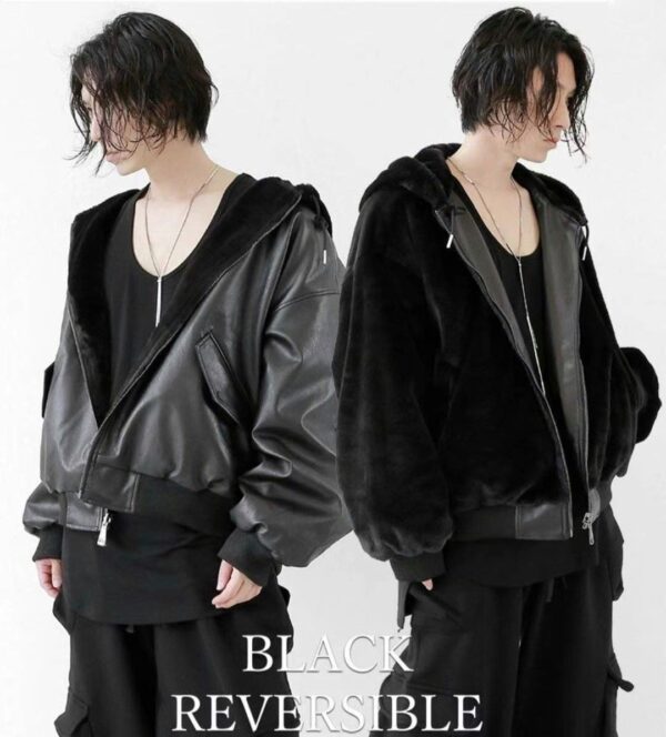 Nix | 🇰🇷皮革絨毛 雙面穿 連帽外套