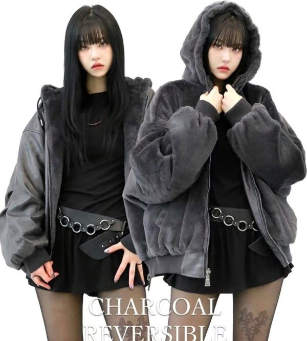 Nix | 🇰🇷皮革絨毛 雙面穿 連帽外套