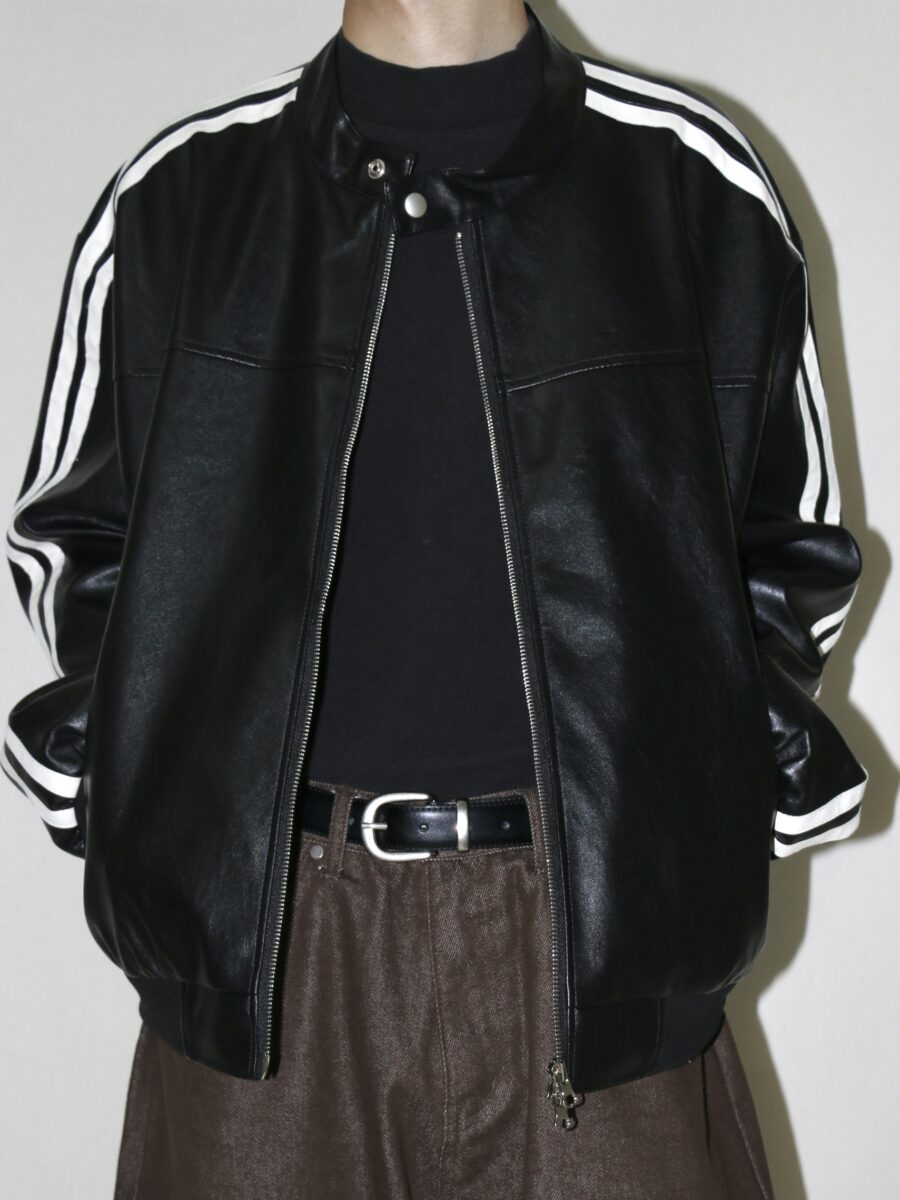 Nix | 🇰🇷 側線條賽車皮外套