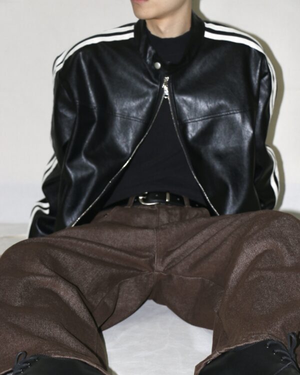 Nix | 🇰🇷 側線條賽車皮外套