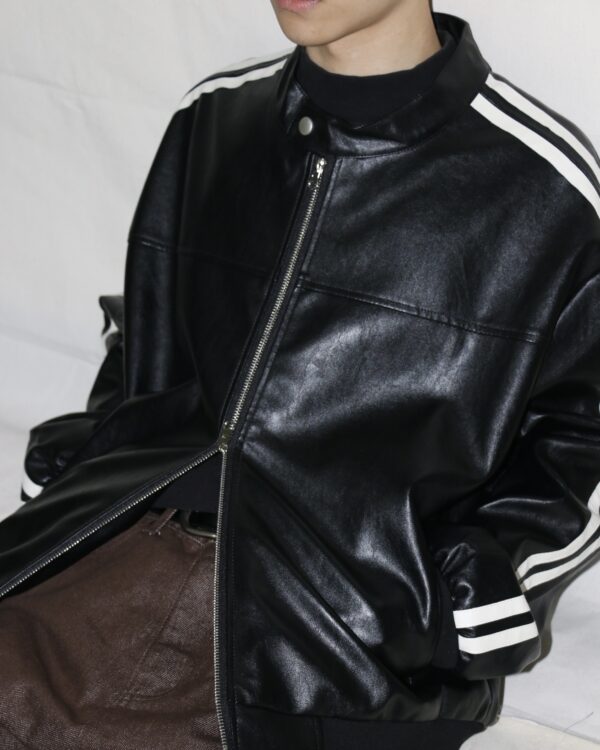 Nix | 🇰🇷 側線條賽車皮外套