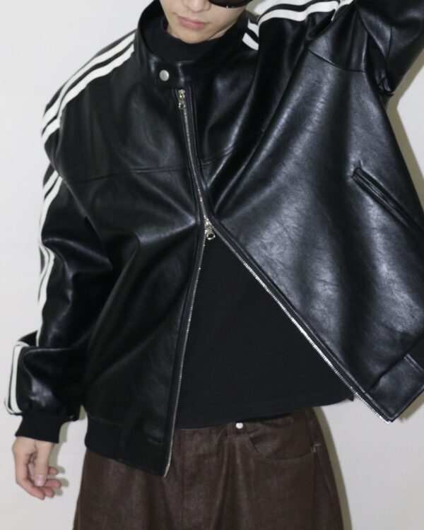 Nix | 🇰🇷 側線條賽車皮外套