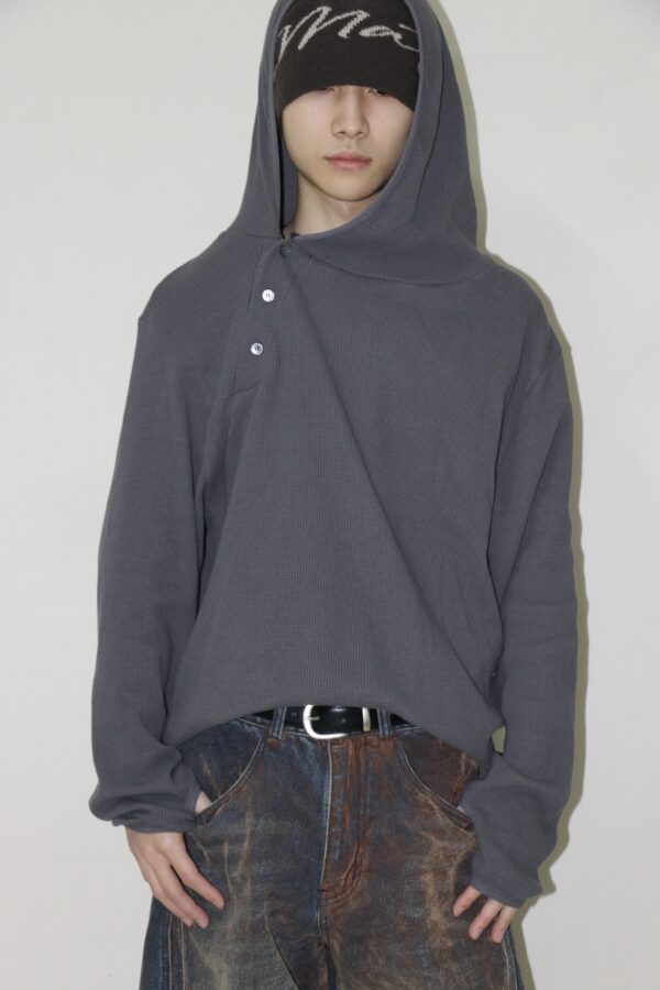 Nix | 🇰🇷 華夫格側鈕扣連帽上衣