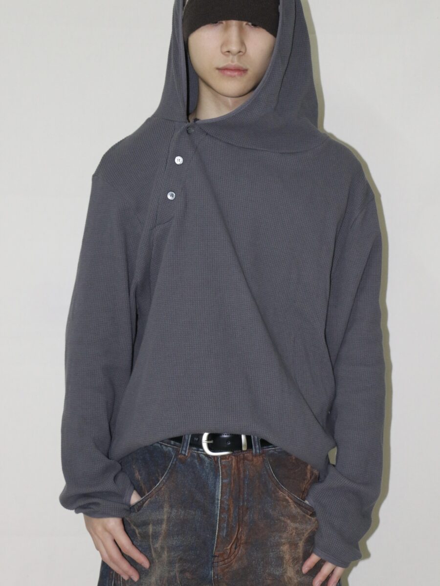 Nix | 🇰🇷 華夫格側鈕扣連帽上衣