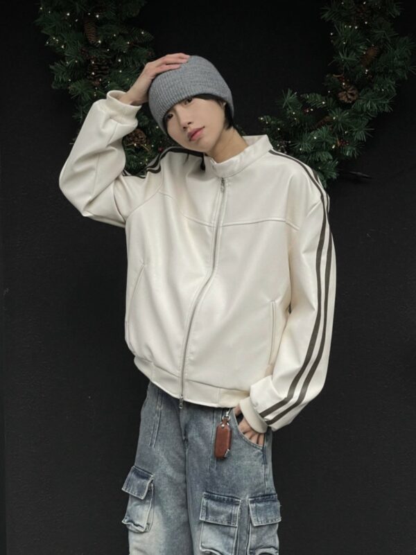 Nix | 🇰🇷 側線條賽車皮外套