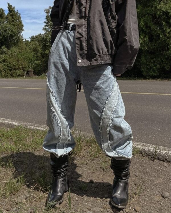 Nix | 🇰🇷 弧形不收邊牛仔褲