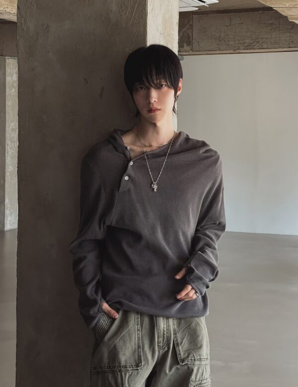 Nix | 🇰🇷 華夫格側鈕扣連帽上衣