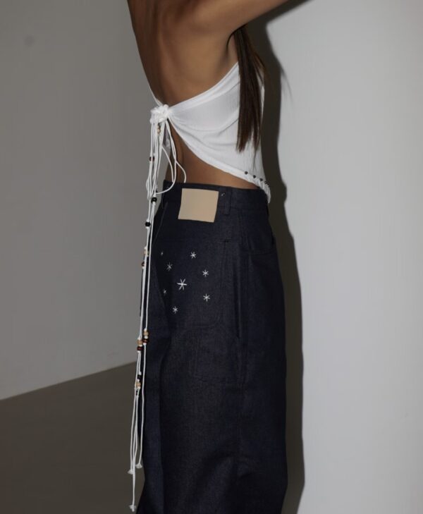 Nix | 🇰🇷 星星刺繡原色丹寧褲