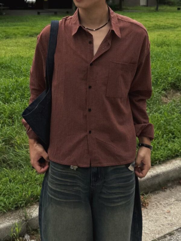 Nix | 🇰🇷 細格紋短版襯衫