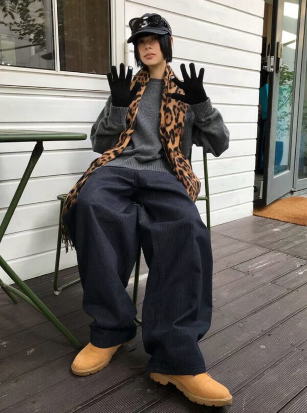 Nix | 🇰🇷 铆釘丹寧條紋長褲