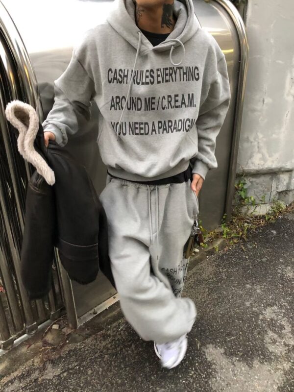 Nix | 🇰🇷 街頭寬鬆短寬刷毛棉 帽TEE 套裝