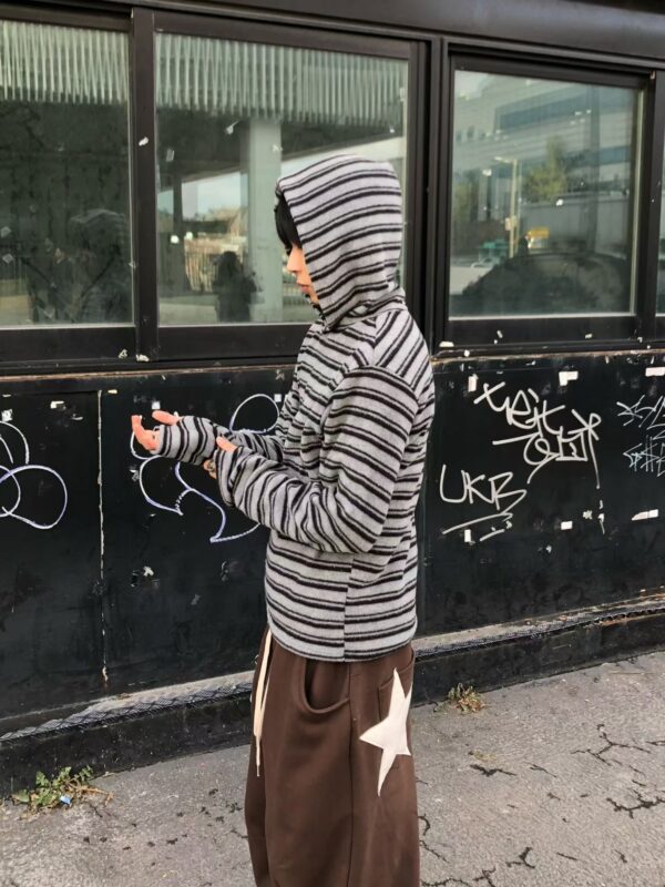 Nix | 🇰🇷 條紋抓絨連帽上衣