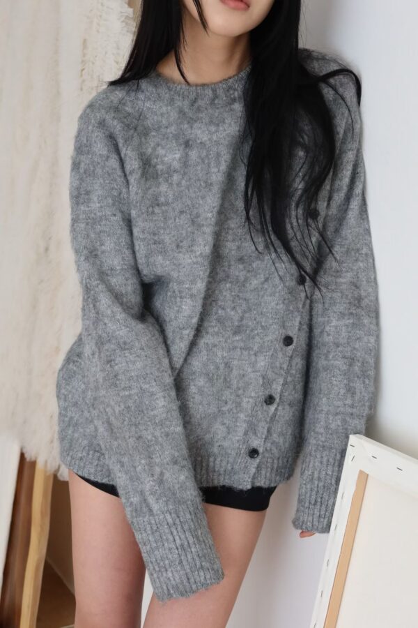 Nix | 🇰🇷 開衩斜釦鈕扣針織衫