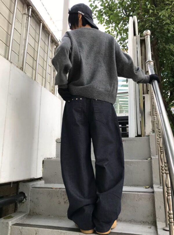 Nix | 🇰🇷 铆釘丹寧條紋長褲