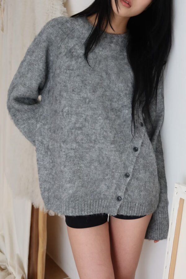 Nix | 🇰🇷 開衩斜釦鈕扣針織衫