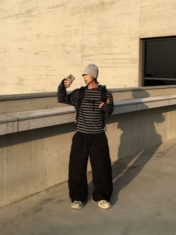 Nix | 🇰🇷 條紋側鈕扣連帽上衣