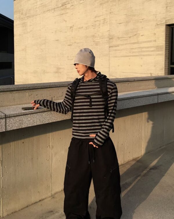 Nix | 🇰🇷 條紋側鈕扣連帽上衣